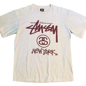 VTG Stussy Tee Shirt New York Logo Graphic Y2K Cotton Pink Size Unisex Large